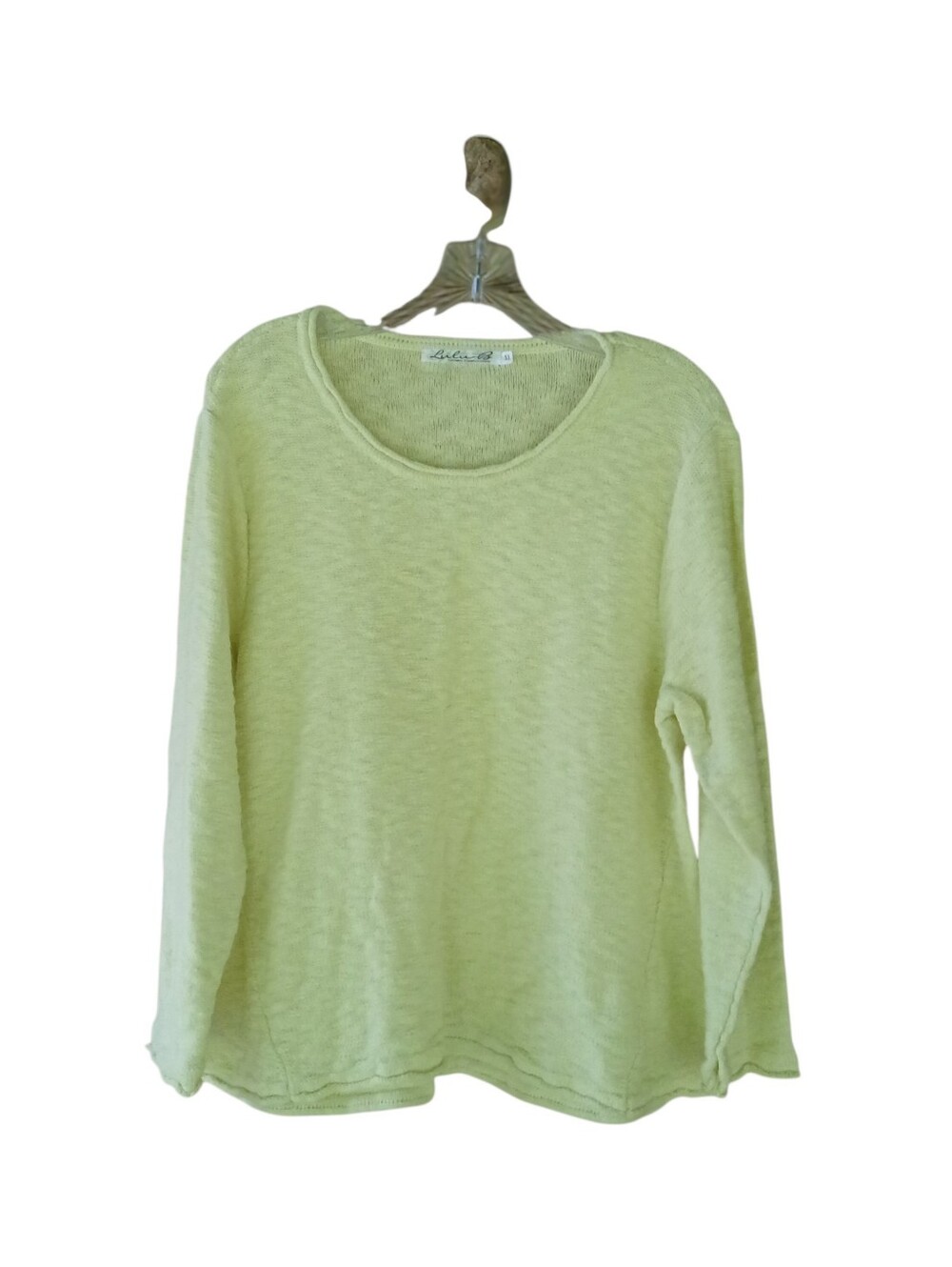 Lulu-B Lemon Lime Scoop Neck Textured Cotton Sweater XL